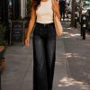 Women's 11.8 OZ Retro Cargo Square Front Patch Pockets Wide Leg Jeans