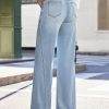 Women's 11.8 OZ High Rise Wide Leg Raw Frayed Released Hem Jeans