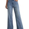 Women's 11.8 OZ High Rise Wide Leg Raw Frayed Released Hem Jeans