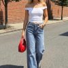 Women's 11.8 OZ High Rise Wide Leg Raw Frayed Released Hem Jeans