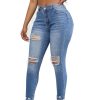 1788170904587989.jpg Women's 10.8 OZ Plus Size High Rise Destroyed Ripped Ankle Length Cropped Skinny Jeans