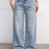 1097 Women's 12 oz Y2K Criss‑cross Crossover Waistband Acid Snow Wash Wide Leg Jeans