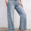 1097 Women's 12 oz Y2K Criss‑cross Crossover Waistband Acid Snow Wash Wide Leg Jeans