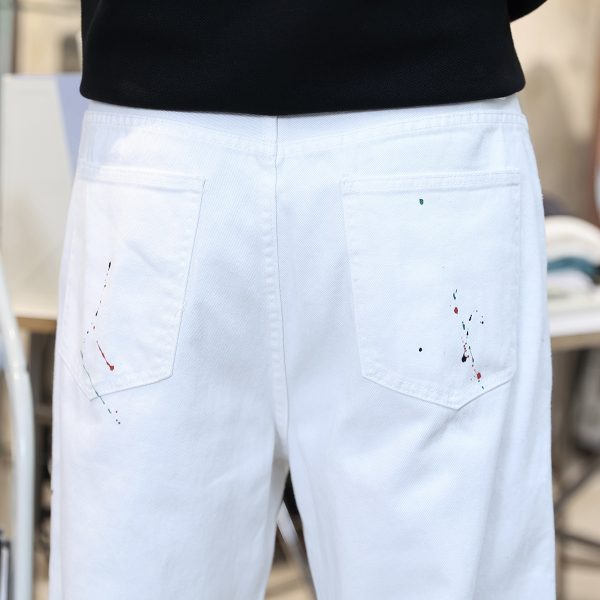 H3716 Men's 10.6 OZ Wide Leg Raw White Jeans