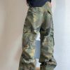 CAMO001 Men's Skate Camo Distressed Cargo Ripped Wide Leg Pants