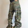 CAMO001 Men's Skate Camo Distressed Cargo Ripped Wide Leg Pants