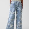 10 OZ Big Girls Vintage Hippie Y2K Low Rise All‑over Digital Floral Printing Baggy Jeans