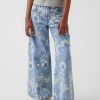 10 OZ Big Girls Vintage Hippie Y2K Low Rise All‑over Digital Floral Printing Baggy Jeans