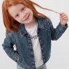 11.8 OZ Little Girls Vintage Cropped Acid Wash Rhinestone Denim Jackets
