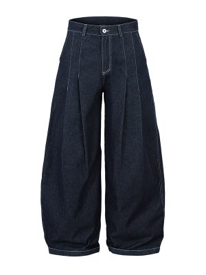 3066 Men's 10.8 OZ Baggy Raw Dark Indigo Denim Pleated Balloon Jeans