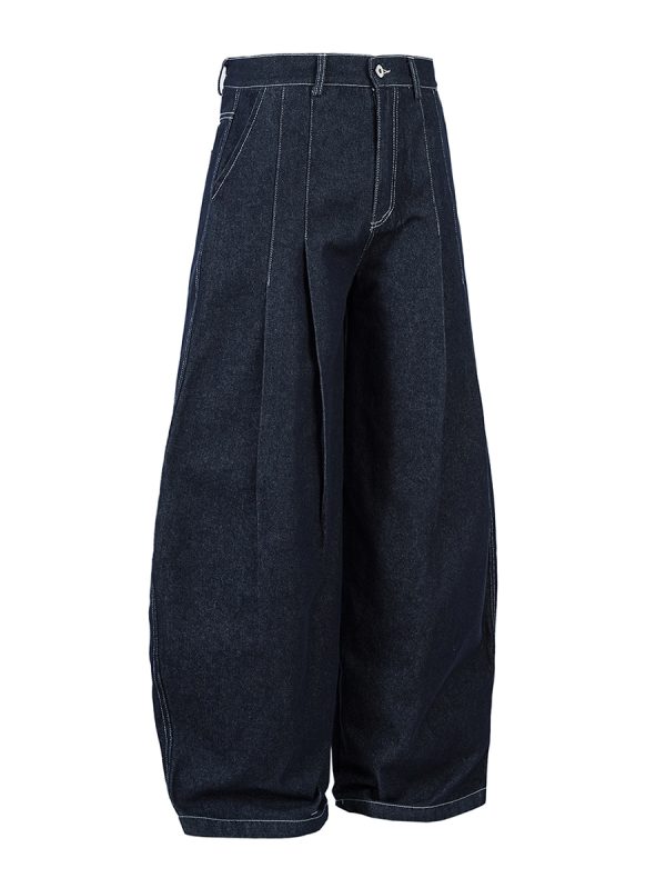 1788826461659104.jpeg 3066 Men's 10.8 OZ Baggy Raw Dark Indigo Denim Pleated Balloon Jeans