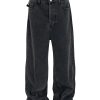 TJ113 Men's Enzyme Stone Wash Charcoal Black Baggy Jeans