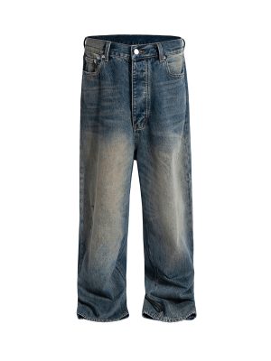 1788827794232694.jpg FJ071 Men's 14.6 OZ Mud Vintage Wash Relaxed Straight Jeans