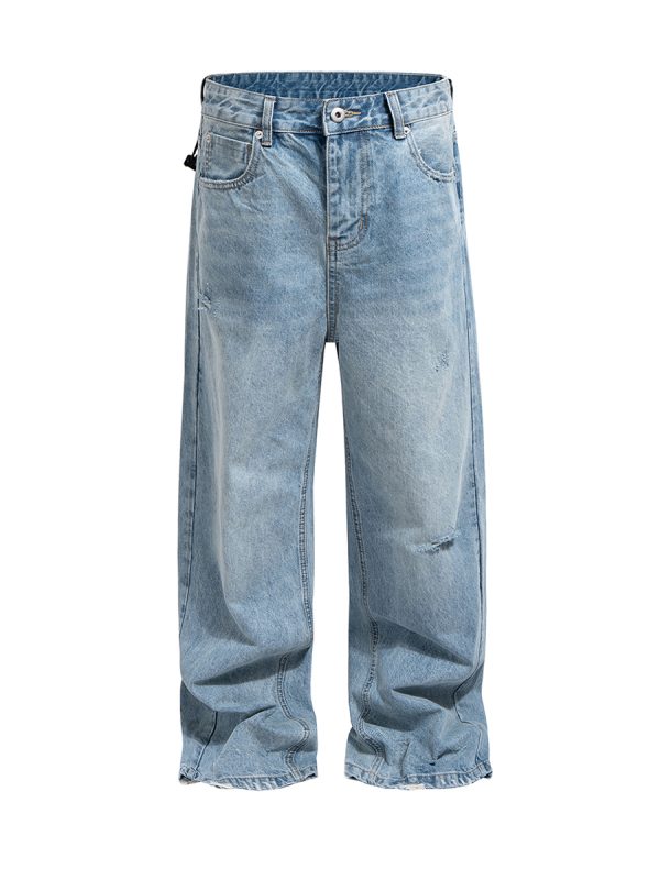 1788827862627670.jpg TJ160 Men's 14.5 OZ Rigid Baggy Straight Ripped Denim Jeans