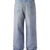 Q166 Men's 3D Digital Printing Rhinestone Loose Straight Jeans