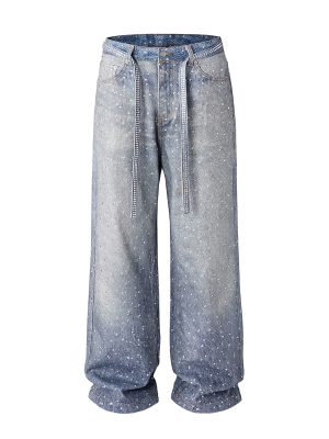 1788832984728673.jpeg Q166 Men's 14.5 OZ 3D Digital Printing Rhinestone Loose Straight Jeans
