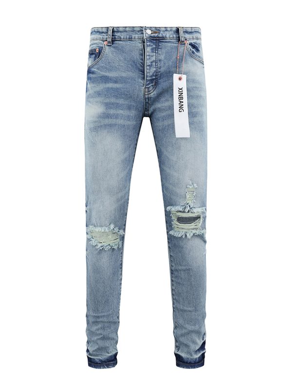 1788833277957760.jpg PB105 Men's 10.6 oz Stretch Destroyed Ripped Skinny Fit Jeans