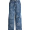 6803 Men's 13.6 OZ All‑Over Laser Etching Relaxed Straight Jeans
