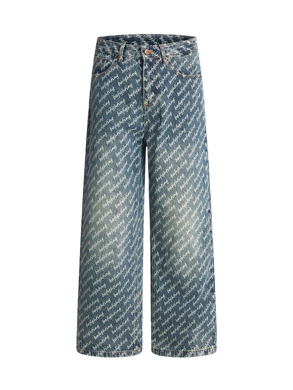 1788833722631434.jpg H3816 Men's 13.7 OZ All‑Over Printing Loose Straight Denim Jeans