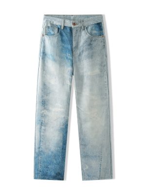 6682 Men's 11.8 OZ 3D Digital Printing Slim Fit Straight Jeans