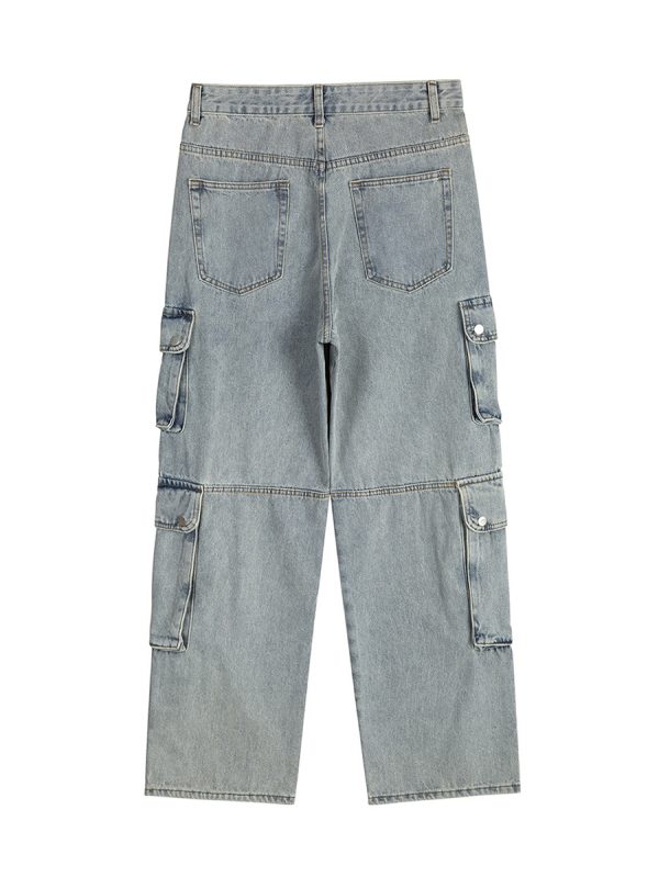 1788834081490701.jpg 8557 Men's 14.2 OZ Vintage Light Wash Cargo Baggy Jeans