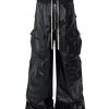 8404 Men's Baggy Matte Coated Drawstring Waist Cargo Pants
