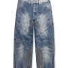 JK9661 Men's Moto Biker Laser Etching Stitched Embossed Jeans