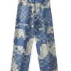 1788835619111254.jpg 3752 Men's 10.4 OZ 100% Cotton Baggy Checkered Jacquard Denim Jeans
