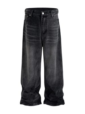 1788835676244472.jpg FJ067 Men's Enzyme Stone Wash Charcoal Black Baggy Jeans