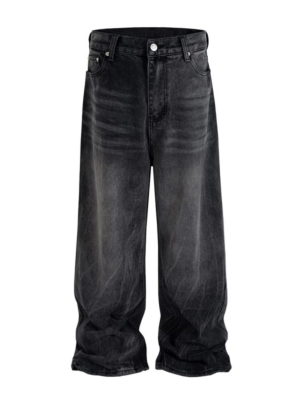 1788835676244472.jpg FJ067 Men's Enzyme Stone Wash Charcoal Black Baggy Jeans