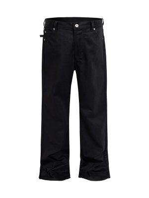 TJ179 Men's 13.6 OZ Oversize Solid Black Raw Denim Loose Jeans
