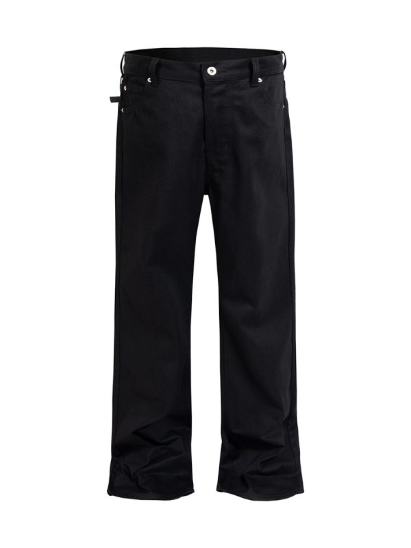 TJ179 Men's 13.6 OZ Oversize Solid Black Raw Denim Loose Jeans