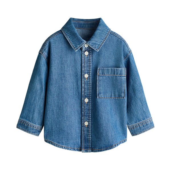 1788964885486477.jpg Baby Boys 6.6 OZ Classic Minimal Casual 100% Cotton Long Sleeve Denim Shirts