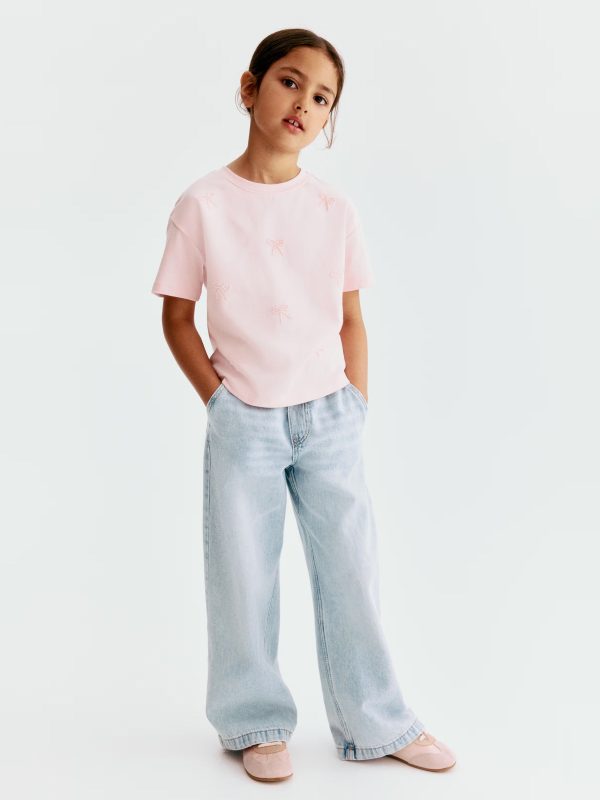 HMKD021  Daisy Wide Leg Paper-Bag Jeans Cotton 100%  2-8