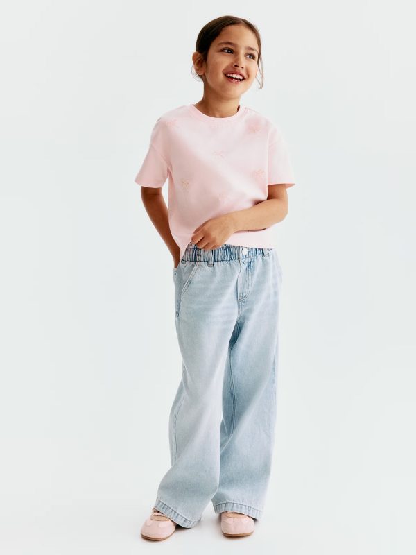 HMKD021  Daisy Wide Leg Paper-Bag Jeans Cotton 100%  2-8