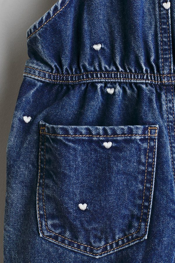 HMKD032  Patterned denim dungarees  Cotton 100%  2-8