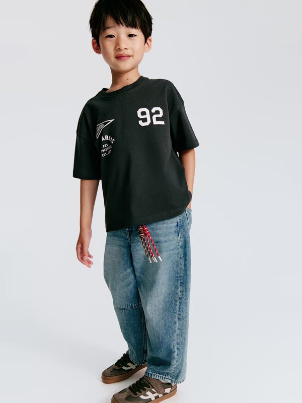 HMKD018  Loose-Fit Barrel-Leg Jeans  Cotton 100%  2-8