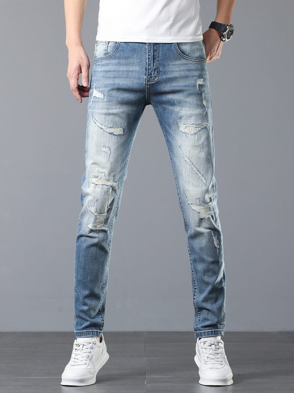 1789718115728692.jpg 5107 Men's 10.8 OZ Vintage Destroyed Wash Ripped Distressed Skinny Jeans