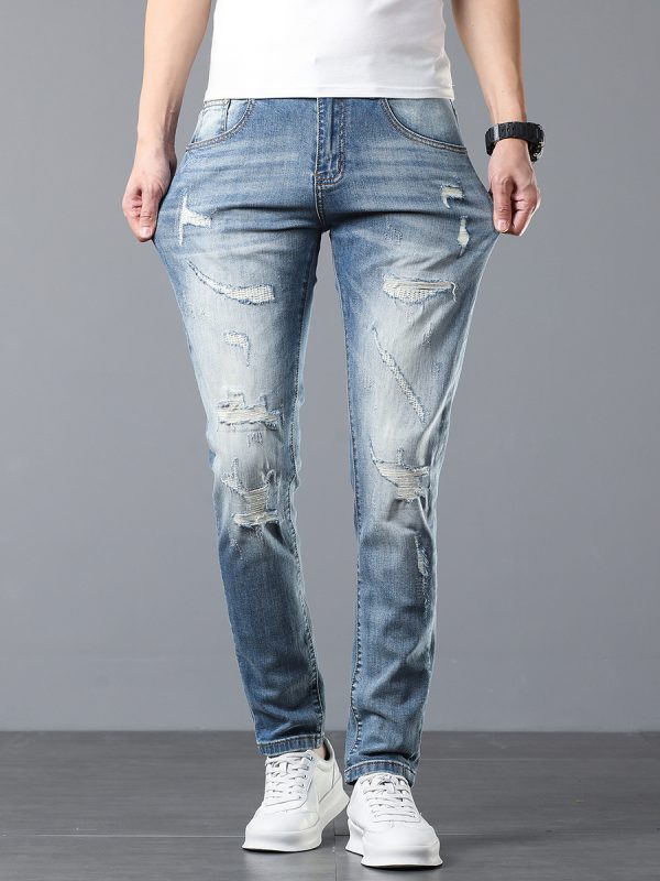 1789718119901176.jpg 5107 Men's 10.8 OZ Vintage Destroyed Wash Ripped Distressed Skinny Jeans