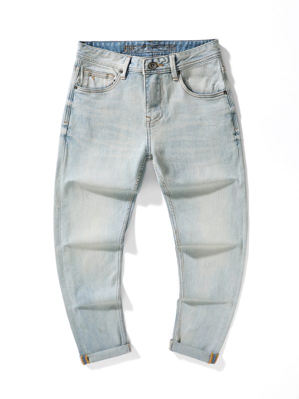 JK0351  Men's  Pale Light Bleach Stone Wash Slightly Tapered Jeans