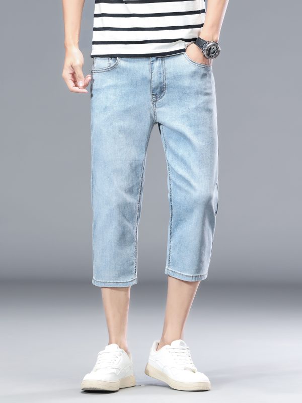 894  Men's 10.8 OZ Stretch Slim Fit Denim 7/10 Length Capris Jeans