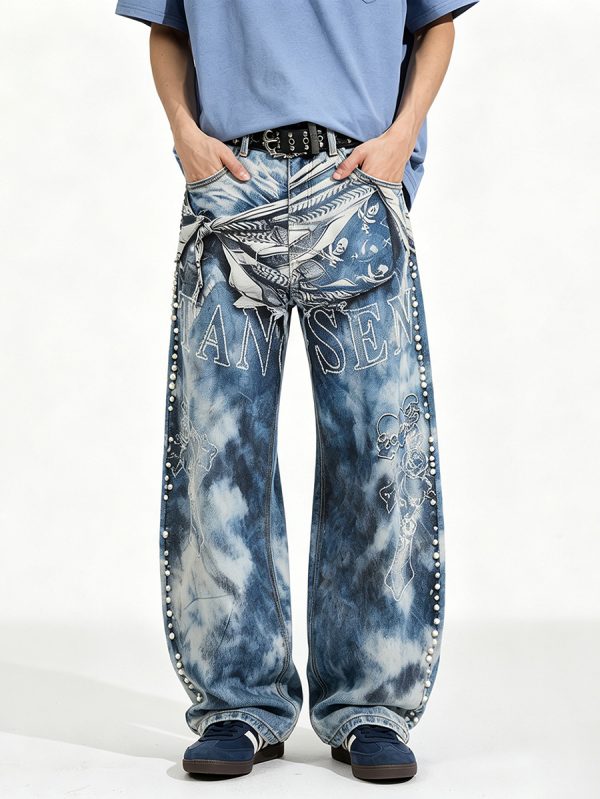 1790081209554034.jpeg 14032 Men's 14.2 OZ 3D Digital Printing Barrel Cut Curve-leg Jeans