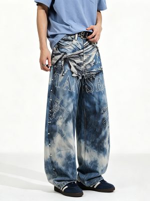 1790081259771918.jpeg 14032 Men's 14.2 OZ 3D Digital Printing Barrel Cut Curve-leg Jeans