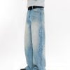 EMBD002 Men's 15 OZ 3D Raised Cord Embroidery Wide Leg Jeans