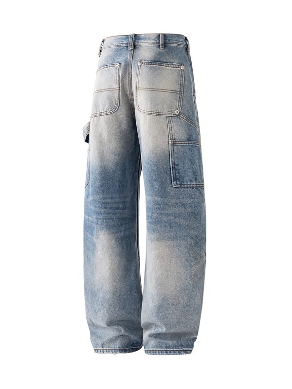 1790152692466822.jpg JK9683-1 Men's 14.8 OZ Cargo Raw Hem Loose Straight Carpenter Jeans
