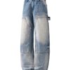 1790152700702673.jpg JK9683-1 Men's 14.8 OZ Cargo Raw Hem Loose Straight Carpenter Jeans