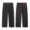 DK3070  Men's 13.6 OZ Black Raw Denim Loose Straight Jeans