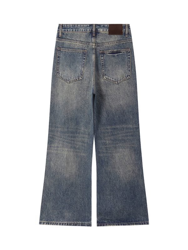 DL3100  Men's 13.2 OZ Distressed Vintage Wash Bootcut Jeans