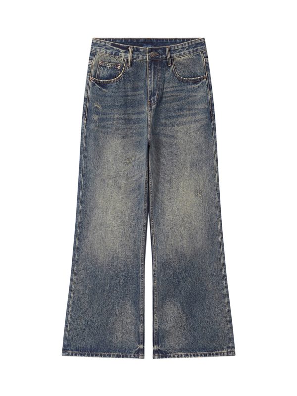 DL3100  Men's 13.2 OZ Distressed Vintage Wash Bootcut Jeans