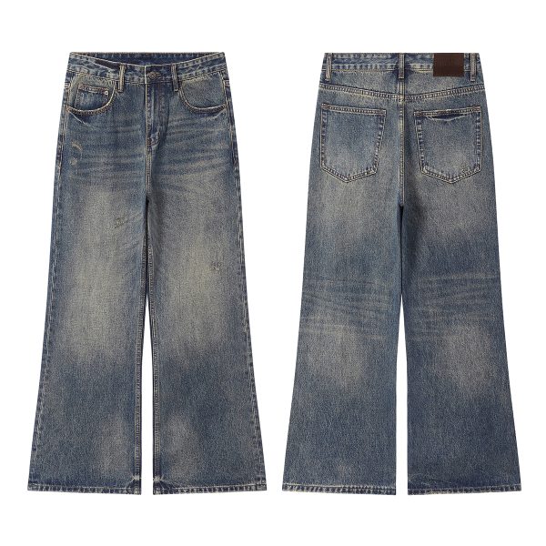 DL3100  Men's 13.2 OZ Distressed Vintage Wash Bootcut Jeans